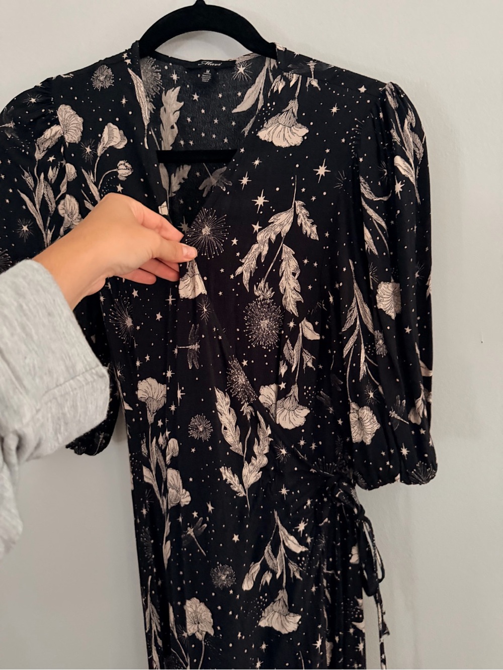 Mavi Floral Wrap Midi Dress - Black - Picture 4 of 8